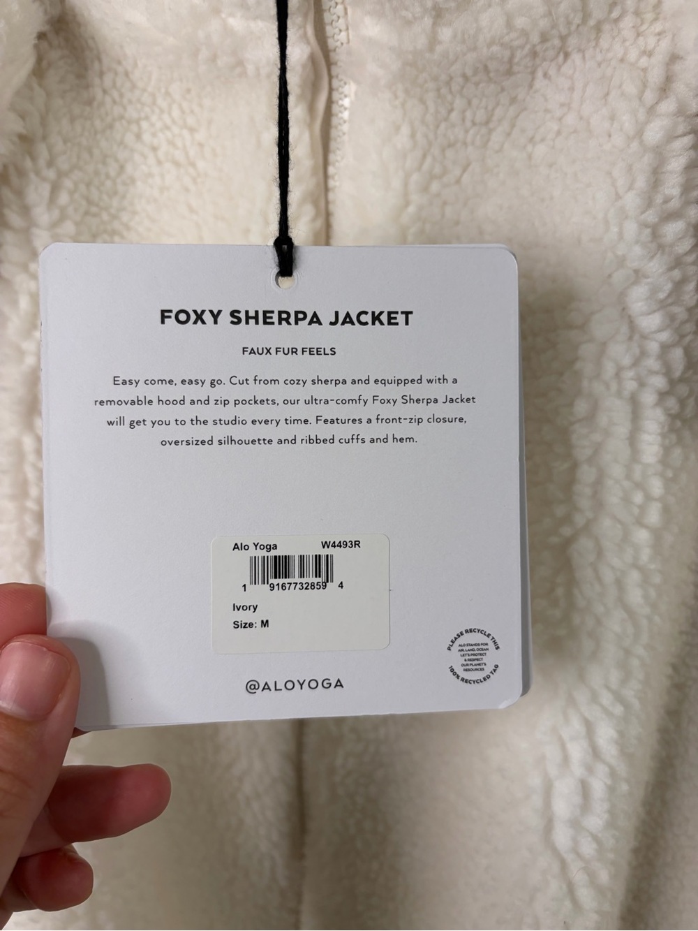 Alo Foxy Sherpa Jacket Ivory/White Women's Size Medium NWT READ - Picture 2 of 13